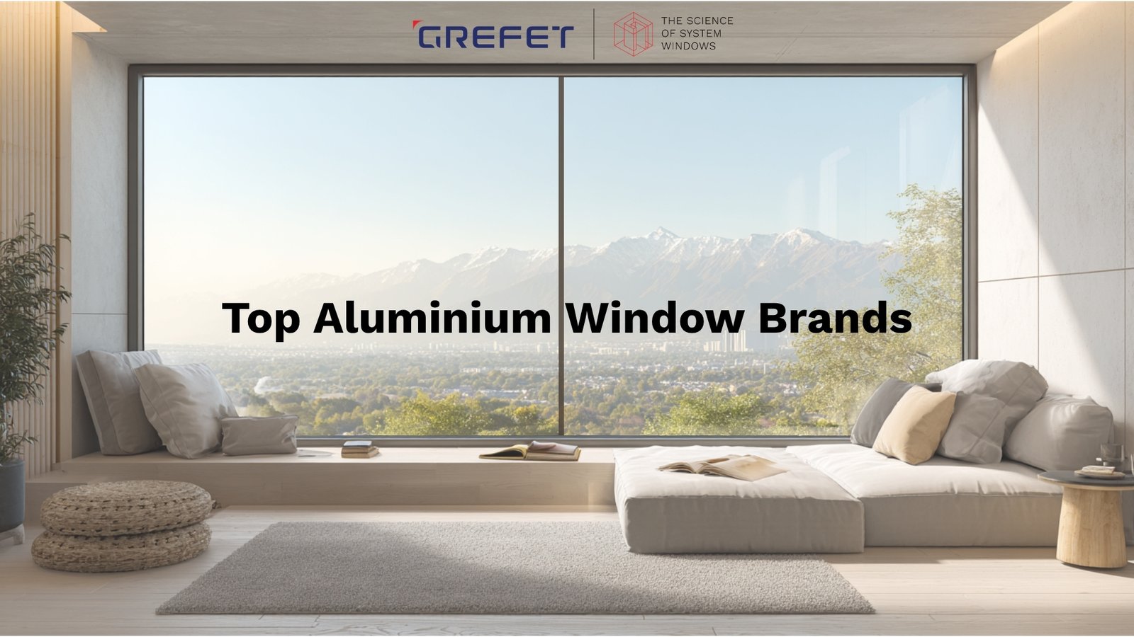 Modern home featuring large floor-to-ceiling aluminium windows by GREFET – premium system aluminium brand in India.