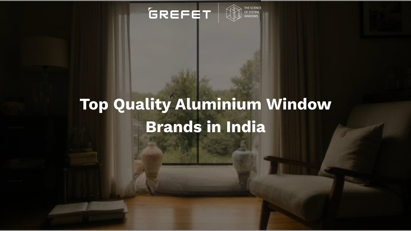 Aluminium window closed in a quiet modern living room, designed for acoustic insulation