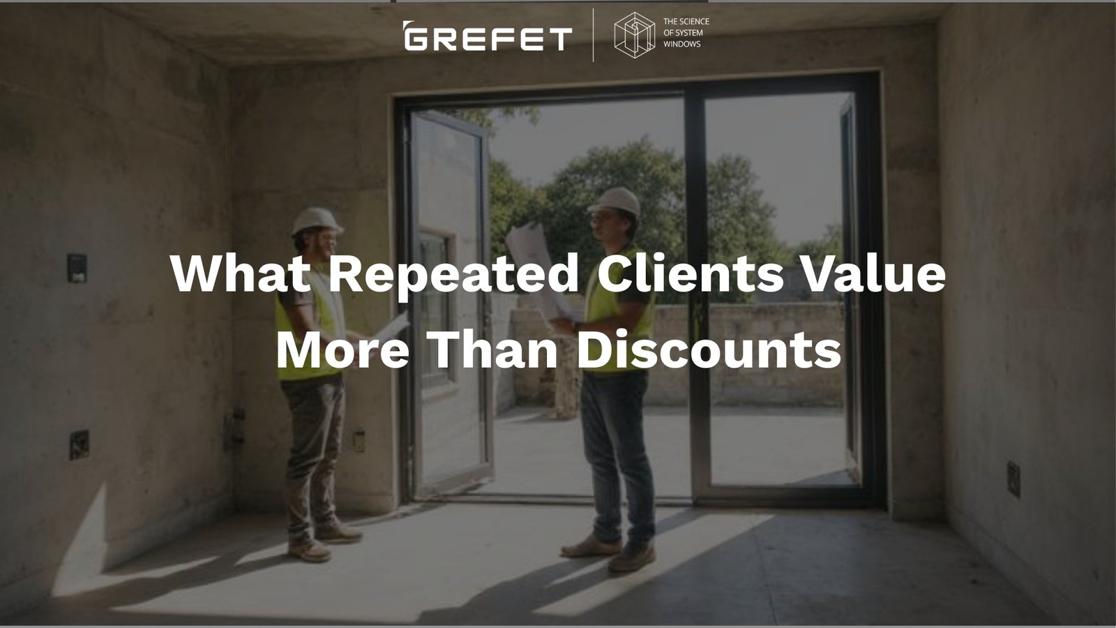 Repeated client reviewing aluminium window installation with architect on site