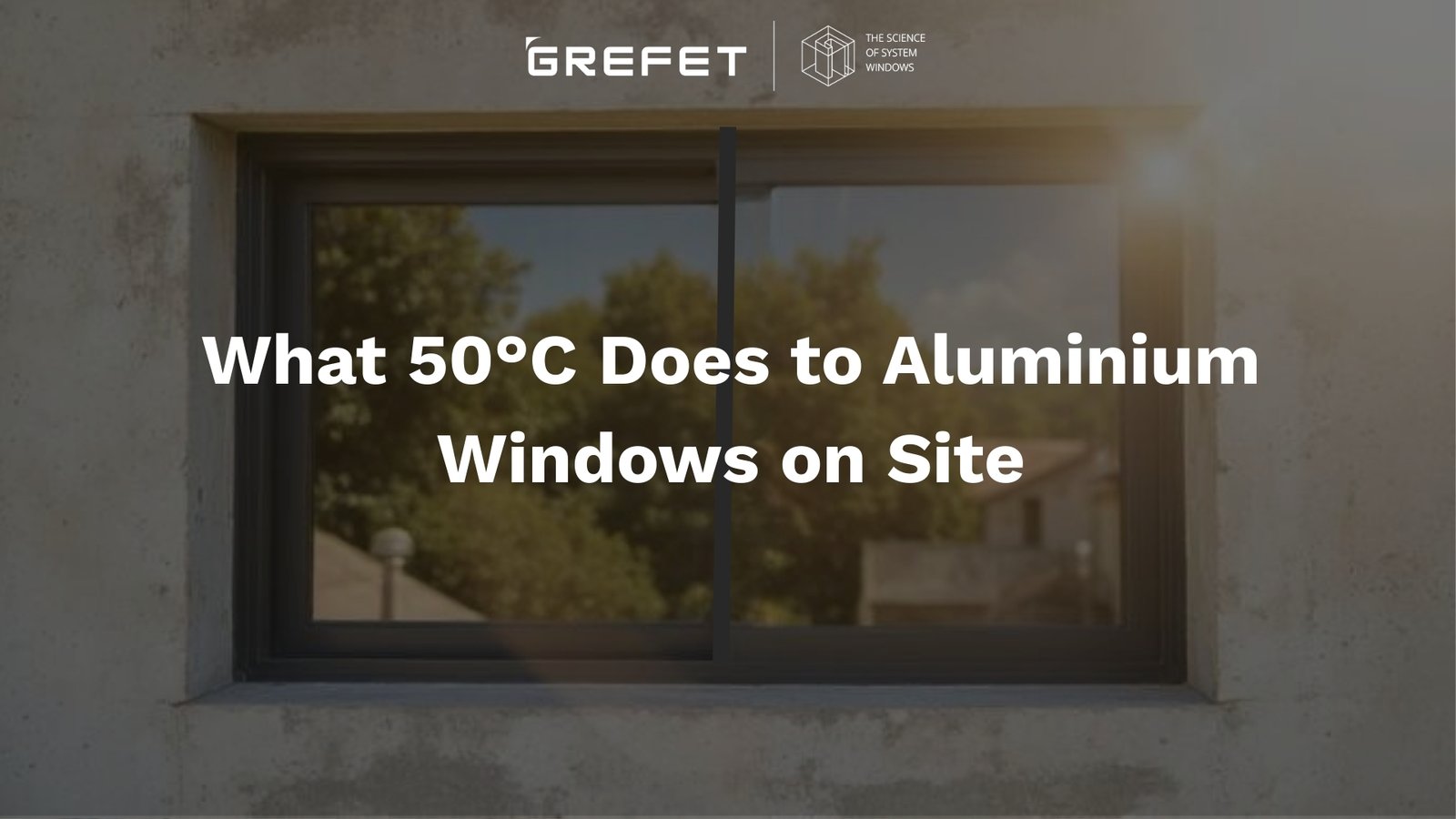 Aluminium window installed on an Indian construction site exposed to extreme summer heat around 50 degrees Celsius